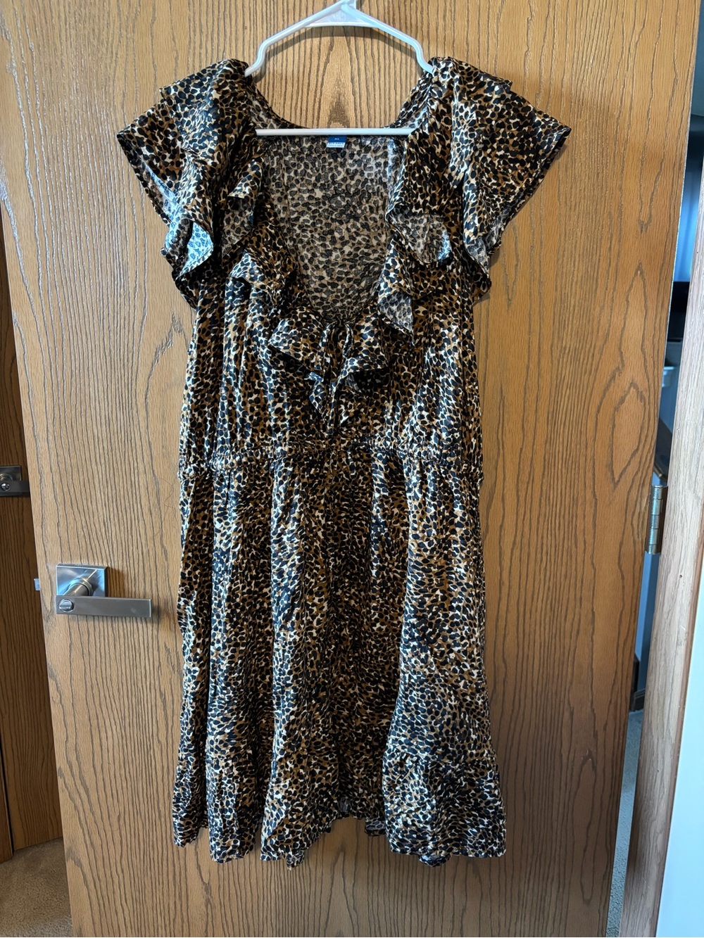 Leopard Print Ruffle Dress - Brown/Black